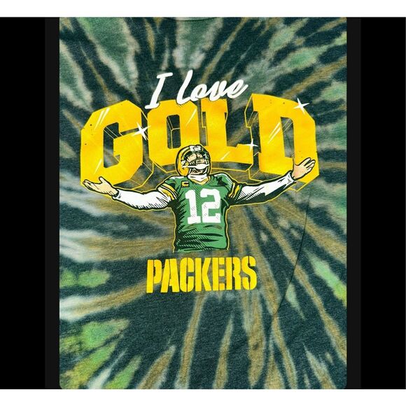 Green Bay Packers I Love Gold Aaron Rogers Tie-Dye Tee - Picture 3 of 4